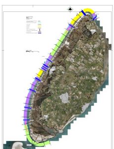 kaart van Texel met de strandgedeelten